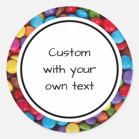 Kleurrijke Button Snoep Aangepaste tekst Ronde Sticker (Voorkant)