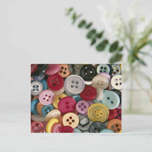 Kleurrijke Buttonnen Briefkaart (Staand voorkant)