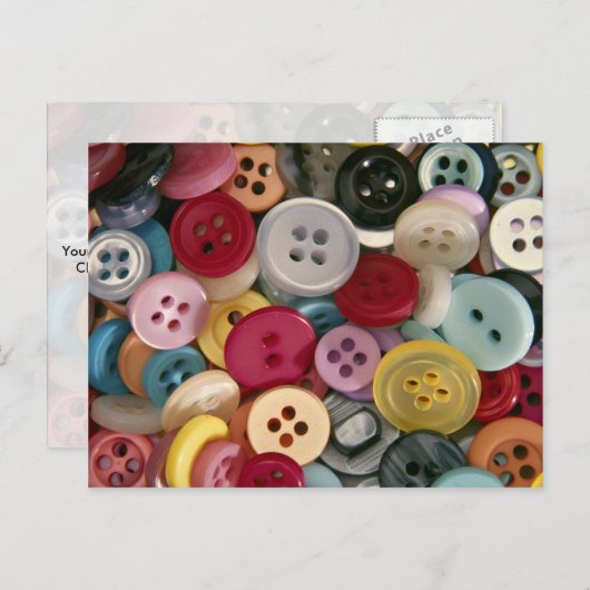 Kleurrijke Buttonnen Briefkaart (Voorkant / Achterkant)
