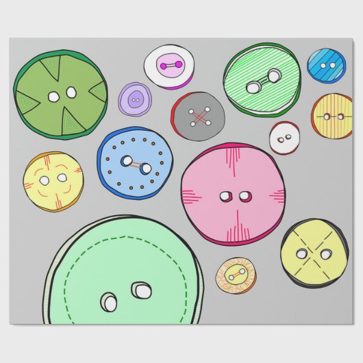 Kleurrijke Buttonnen Cadeaupapier (Vlak)