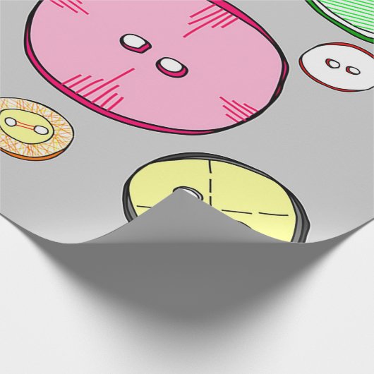 Kleurrijke Buttonnen Cadeaupapier (Hoek)