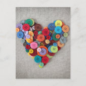 Kleurrijke Buttonnen Hart Briefkaart (Voorkant)