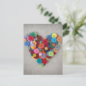 Kleurrijke Buttonnen Hart Briefkaart (Staand voorkant)
