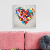 Kleurrijke Buttonnen Hart Canvas Afdruk (Insitu (Woonkamer))
