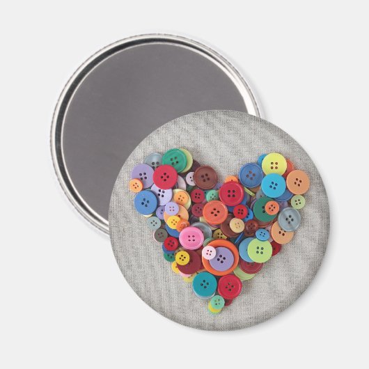 Kleurrijke Buttonnen Hart Magneet (Voorkant / Achterkant)