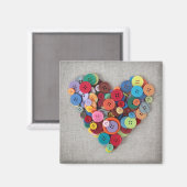 Kleurrijke Buttonnen Hart Magneet (Voorkant / Achterkant)