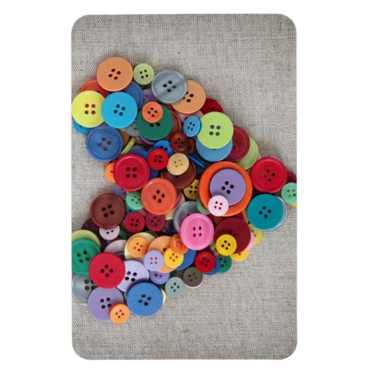 Kleurrijke Buttonnen Hart Magneet (Verticaal)