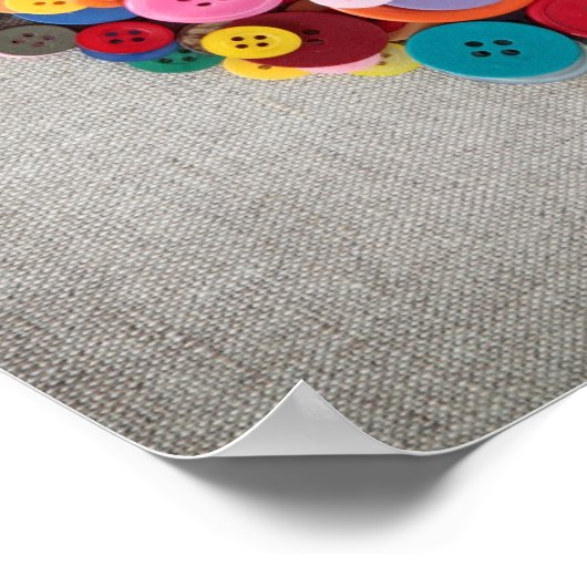 Kleurrijke Buttonnen Hart Poster (Hoek)