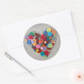 Kleurrijke Buttonnen Hart Ronde Sticker (Envelop)