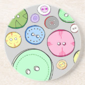 Kleurrijke Buttonnen Illustratie Zandsteen Onderzetter (Voorkant)