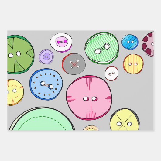 Kleurrijke Buttonnen Inpakpapier Vel (Voorkant 3)