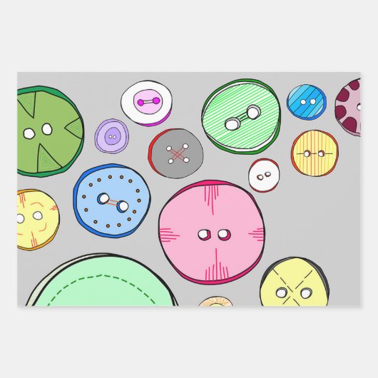 Kleurrijke Buttonnen Inpakpapier Vel (Voorkant 2)