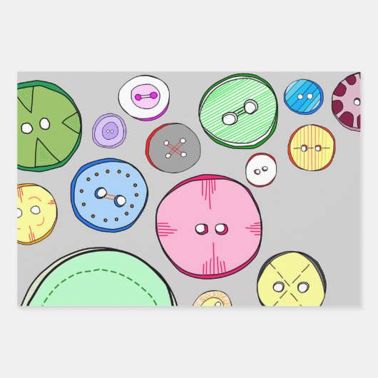 Kleurrijke Buttonnen Inpakpapier Vel (Voorkant)