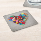 Kleurrijke Buttonnen Kartonnen Onderzetters (Schuin)