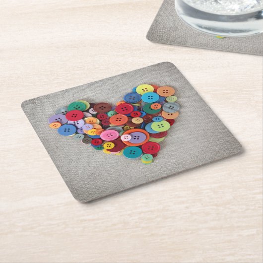 Kleurrijke Buttonnen Kartonnen Onderzetters (Schuin)