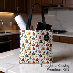 Kleurrijke Buurt Huizen Makelaar Tote Bag