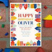 Kleurrijke buurt Kinderen verjaardag Kaart