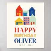 Kleurrijke buurt verjaardagsfeestje poster (Voorkant)