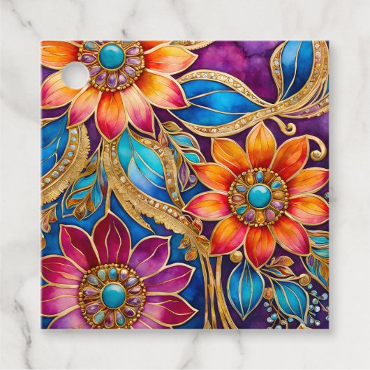 Kleurrijke Byzantijnse Juweel Art Gift Labels (Voorkant)