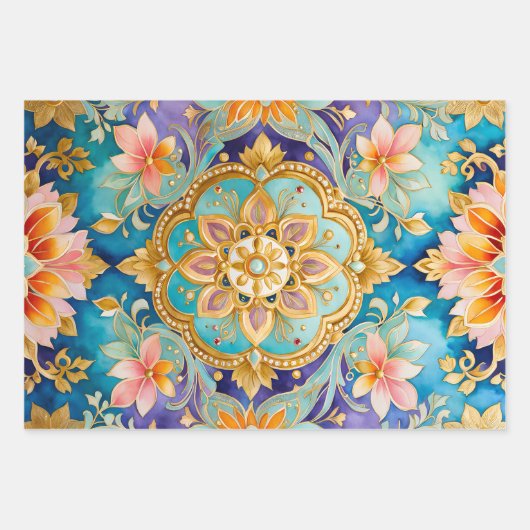 Kleurrijke Byzantijnse kunst inpakken papieren vel (Voorkant 3)