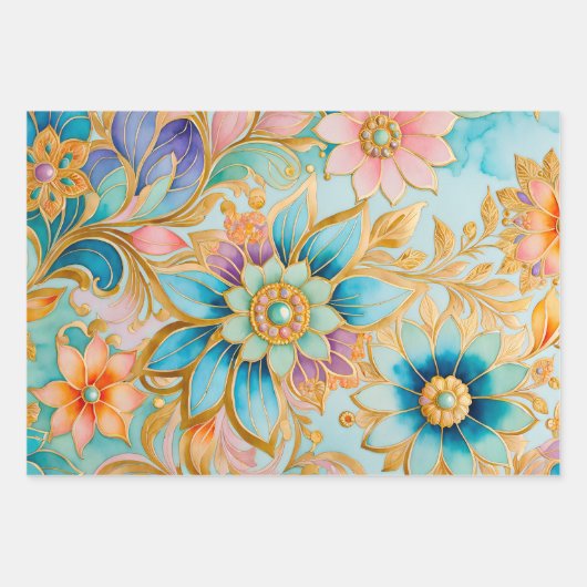 Kleurrijke Byzantijnse kunst inpakken papieren vel (Voorkant)