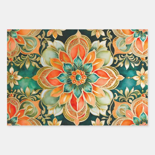 Kleurrijke Byzantijnse kunst inpakken papieren vel (Voorkant)