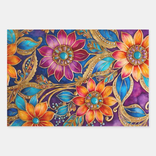 Kleurrijke Byzantijnse kunst inpakken papieren vel (Voorkant)