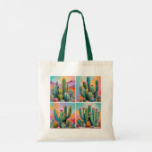 Kleurrijke Cacti Canvas tas (Achterkant)