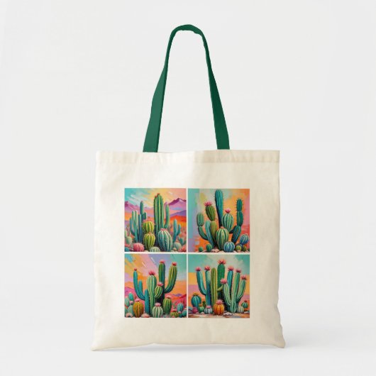 Kleurrijke Cacti Canvas tas (Voorkant)