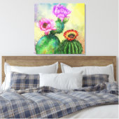 Kleurrijke Cactus Bloemen Canvas Print - Schilderi (Insitu (Slaapkamer))