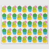 Kleurrijke Cactus Blooms Wrapping Paper Cadeaupapier (Vlak)