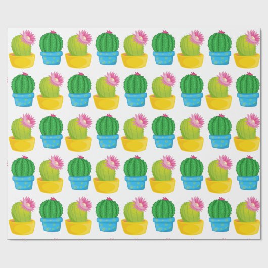 Kleurrijke Cactus Blooms Wrapping Paper Cadeaupapier (Vlak)