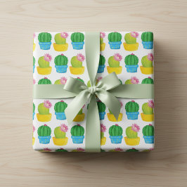 Kleurrijke Cactus Blooms Wrapping Paper Cadeaupapier