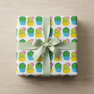 Kleurrijke Cactus Blooms Wrapping Paper Cadeaupapier