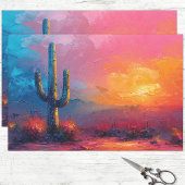 Kleurrijke Cactus Desert Landschap Decoupage Tissuepapier