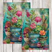 KLEURRIJKE CACTUS EN SUCCULENTEN DECOUPAGE TISSUEPAPIER