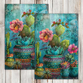 KLEURRIJKE CACTUS EN SUCCULENTEN DECOUPAGE TISSUEPAPIER