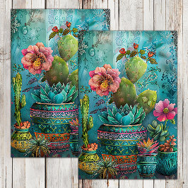 KLEURRIJKE CACTUS EN SUCCULENTEN DECOUPAGE TISSUEPAPIER