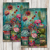 KLEURRIJKE CACTUS EN SUCCULENTEN DECOUPAGE TISSUEPAPIER