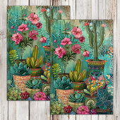 KLEURRIJKE CACTUS EN SUCCULENTEN DECOUPAGE TISSUEPAPIER
