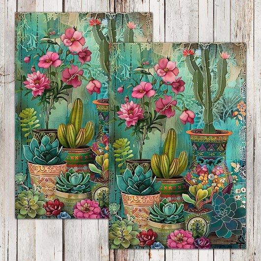 KLEURRIJKE CACTUS EN SUCCULENTEN DECOUPAGE TISSUEPAPIER