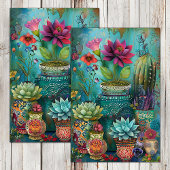 KLEURRIJKE CACTUS EN SUCCULENTEN DECOUPAGE TISSUEPAPIER