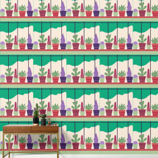 Kleurrijke cactus en vetplanten behang