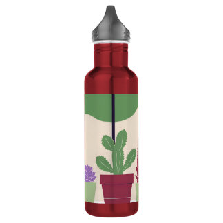 Kleurrijke cactus en vetplanten waterfles 