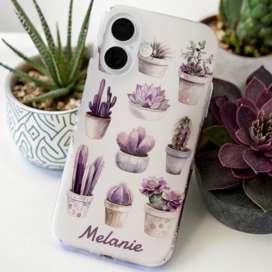 Kleurrijke Cactus Floral gepersonaliseerde naam Case-Mate iPhone Case
