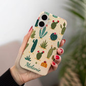 Kleurrijke Cactus Floral gepersonaliseerde naam Case-Mate iPhone Case