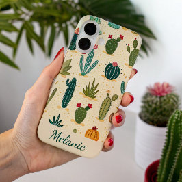 Kleurrijke Cactus Floral gepersonaliseerde naam iPhone 16 Hoesje