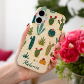 Kleurrijke Cactus Floral gepersonaliseerde naam Case-Mate iPhone Case