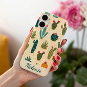 Kleurrijke Cactus Floral gepersonaliseerde naam Case-Mate iPhone Case