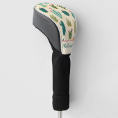 Kleurrijke Cactus Floral gepersonaliseerde naam Golfheadcover (Schuin)